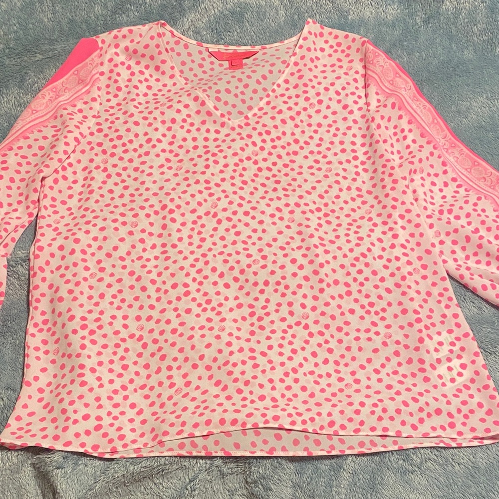 Lilly Pulitzer size S Polka Dot Long Sleeve Blouse
